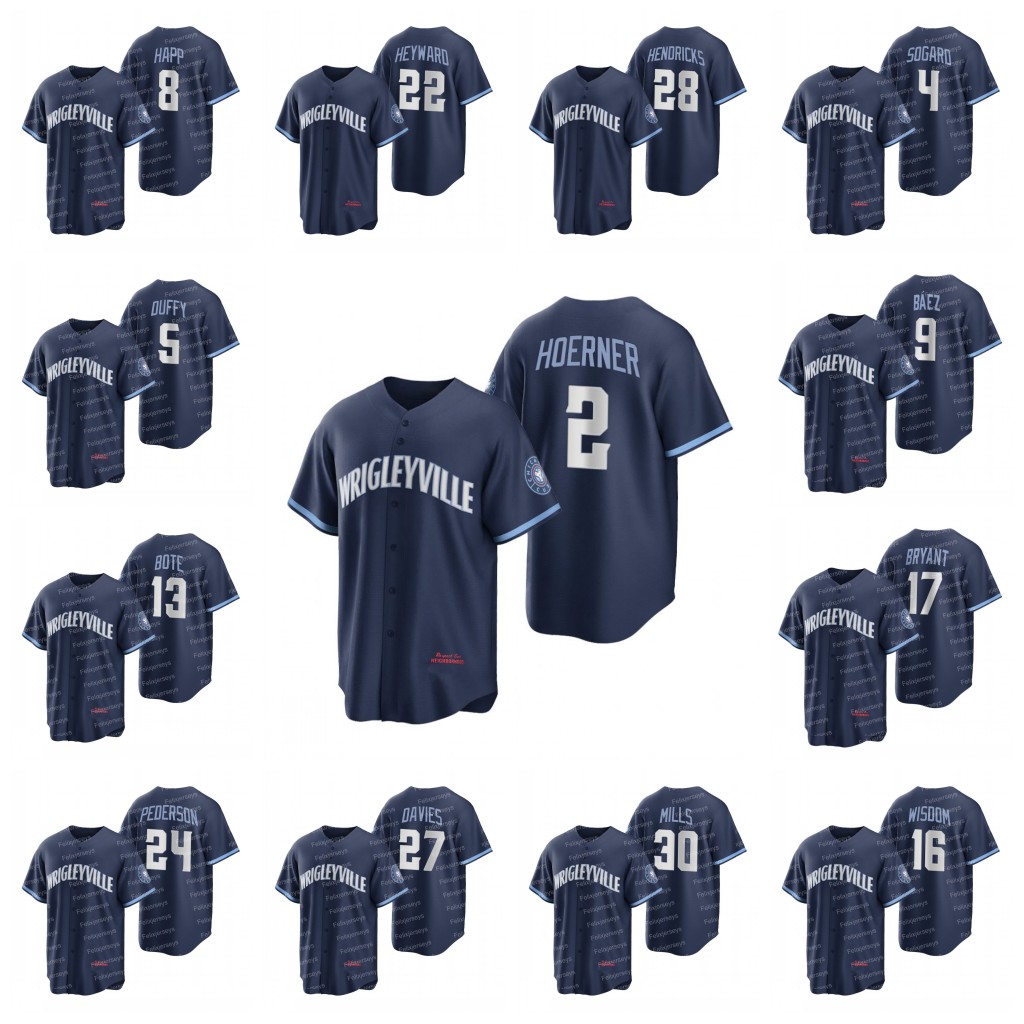 Wrigleyville Cubs 2021 City Connect Jersey Nico Hoerner Eric Sogard Matt Duffy Ian Happ David Bote Ernie Banks, Blue;black
Wrigleyville Cubs 2021 City Connect Jersey Nico Hoerner Eric Sogard Matt Duffy Ian Happ David Bote Ernie Banks, Blue;black
