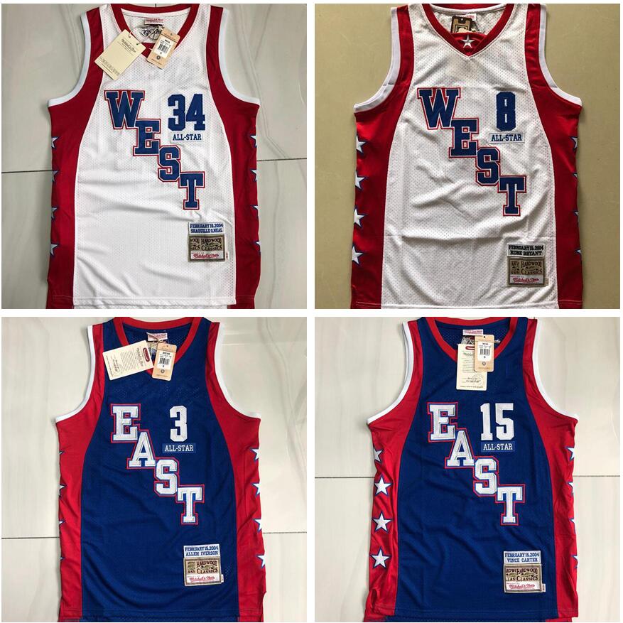 Men's basketball jerseys 2003-04 All-Star 3 Iverson 34 O 'Neal 15 Carter 1 McGrady Mitchell Ness retro Jersey, Black;red
Men's basketball jerseys 2003-04 All-Star 3 Iverson 34 O 'Neal 15 Carter 1 McGrady Mitchell Ness retro Jersey, Black;red