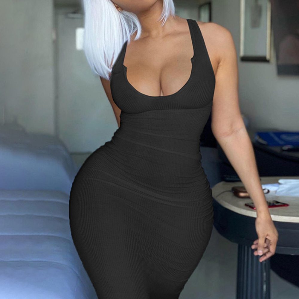 2021 Sexy Skirt Sleeveless Solid Square Collar Ribbed Skinny Maxi Dress Spring Summer Women Fashion Streetwear Lounghe Wear, Black;white
2021 Sexy Skirt Sleeveless Solid Square Collar Ribbed Skinny Maxi Dress Spring Summer Women Fashion Streetwear Lounghe Wear, Black;white