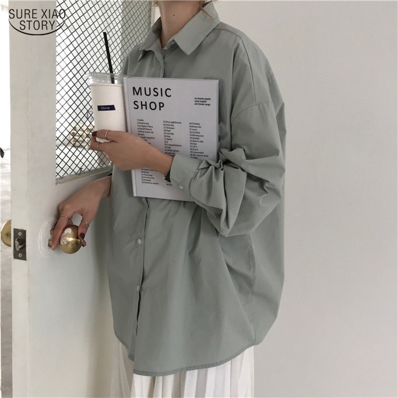 Autumn Solid Blouse Loose Women Office Lady Blouses Casual All-Match Tops Shirts Blusas Camisas Mujer 10237 210506