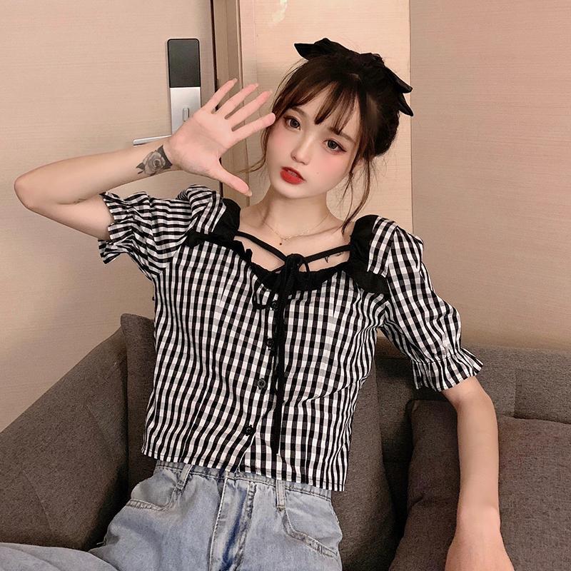 Women's Blouses & Shirts Sweet Black White Plaid Women Korean Clothes Lace Up Japan Fashion Brand Ulzzang Stand Ladies Crop Top Kawaii, Multi
Women's Blouses & Shirts Sweet Black White Plaid Women Korean Clothes Lace Up Japan Fashion Brand Ulzzang Stand Ladies Crop Top Kawaii, Multi