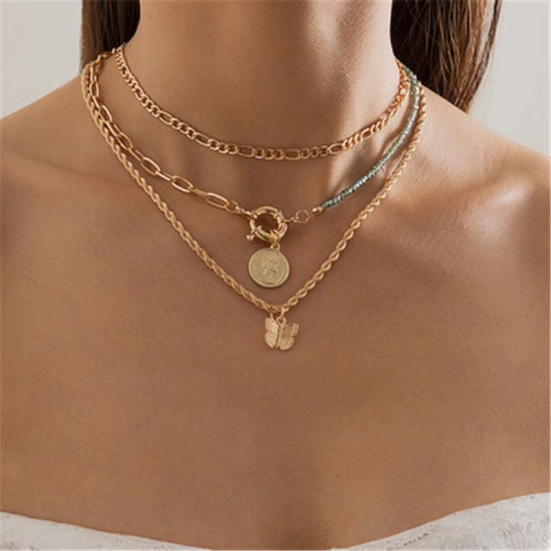 Pendant Necklaces 3pcs/set Trendy Gold Color Portrait Butterfly Beaded Layered Necklace For Women Girl Metal Geometric Charming
Pendant Necklaces 3pcs/set Trendy Gold Color Portrait Butterfly Beaded Layered Necklace For Women Girl Metal Geometric Charming