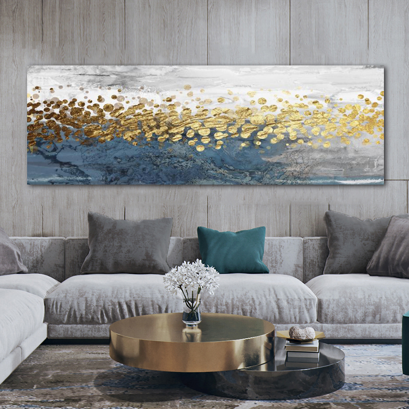 Golden Abstract Nordic Poster Wall Art Canvas Painting Pictures For Living Room Modern Home Decor Blue Bedside Prints Cuadros