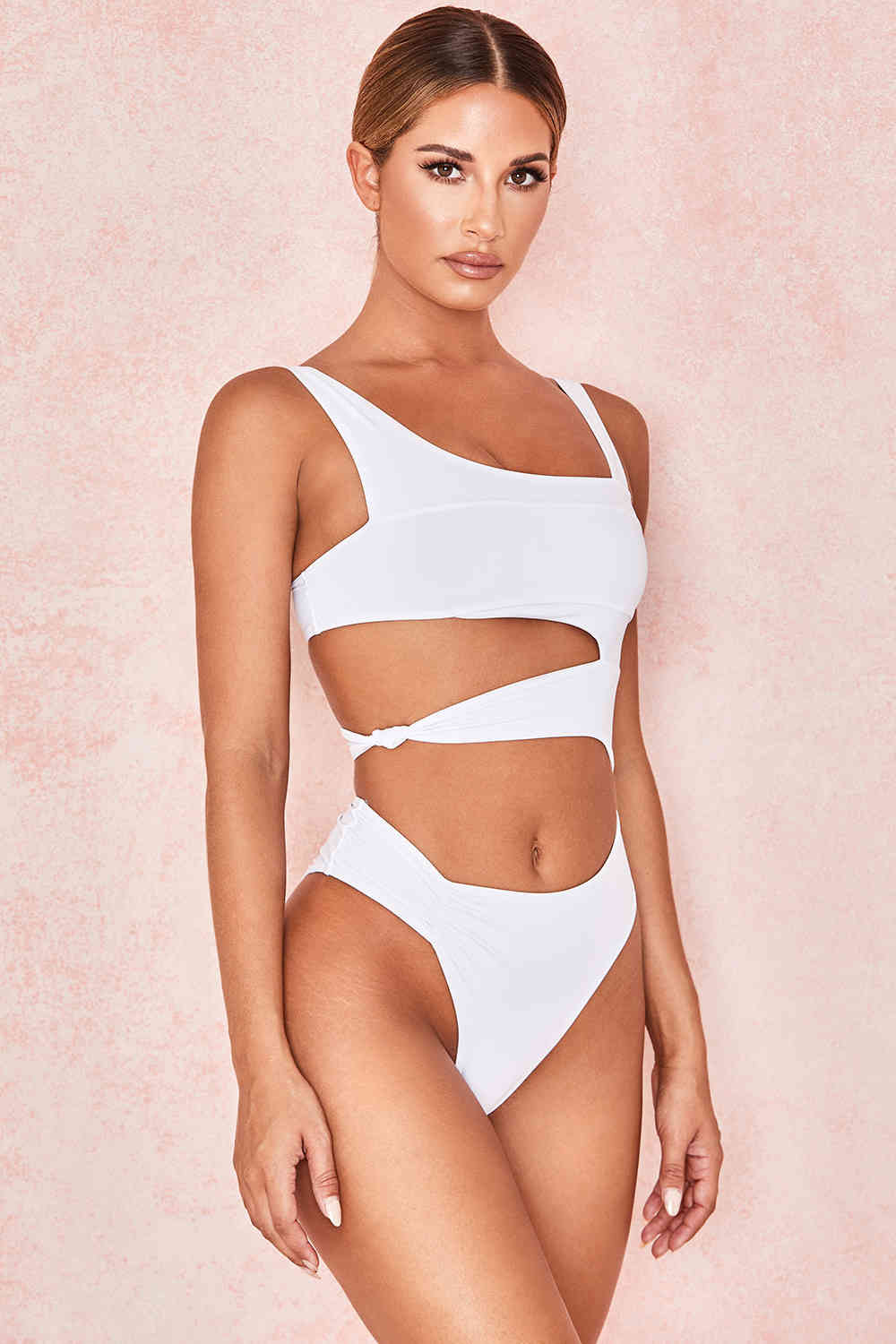 White One Piece Swimsuit Sexy Trikini Swimwear Women Cut Out Monokini Push Up Bathsuit Bandage Bathing Suit Maillot De Bain 210323
