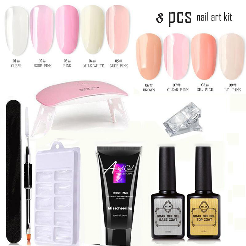 Nail Extension Gel Kit with UV LED Clipper Files Tips Gel Base coat Top Coat All-in-One DIY Nail Art Tools for Starter nail art kits
Nail Extension Gel Kit with UV LED Clipper Files Tips Gel Base coat Top Coat All-in-One DIY Nail Art Tools for Starter nail art kits