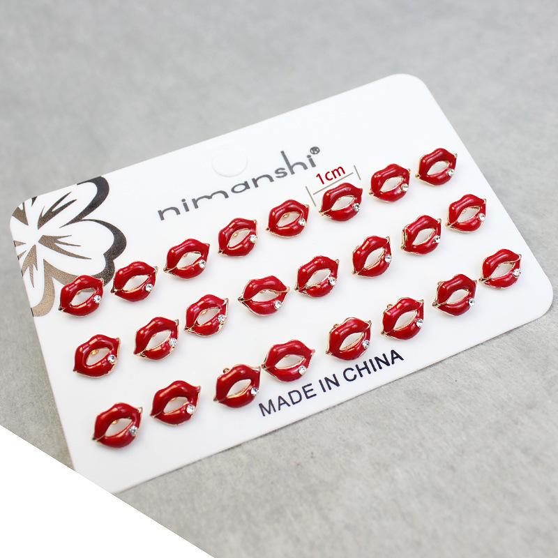Pairs/set Cute Enamel Red Lips Crystal Stud Earrings Sets For Women Girls Kids Fashion Small Earring Jewelry
Pairs/set Cute Enamel Red Lips Crystal Stud Earrings Sets For Women Girls Kids Fashion Small Earring Jewelry