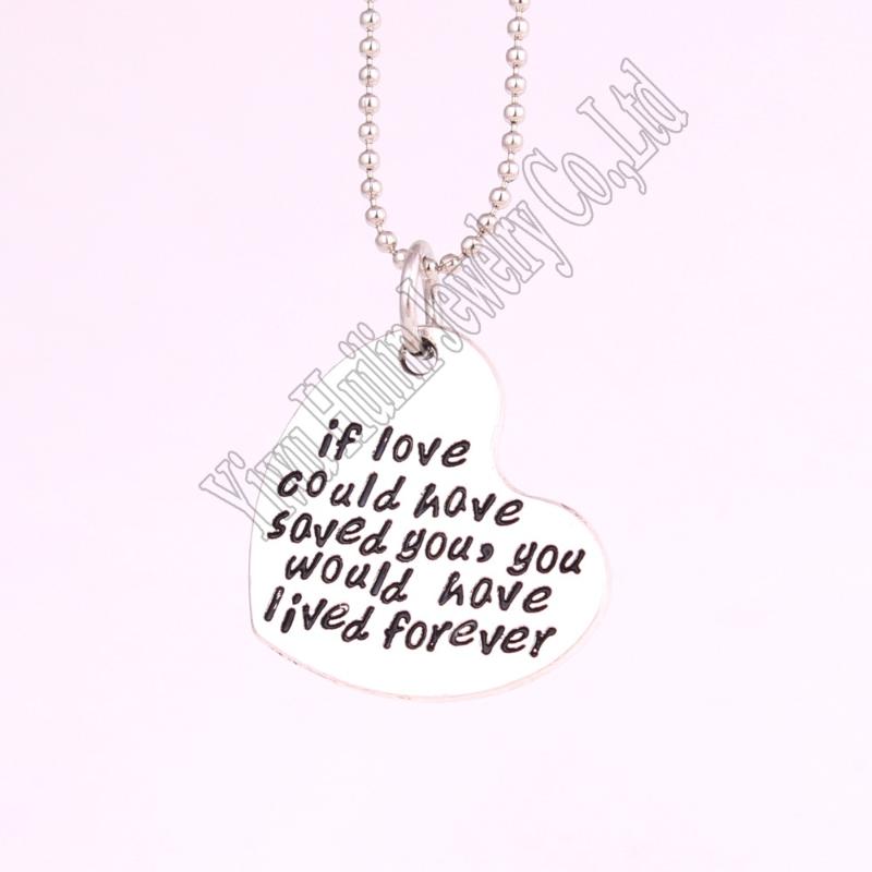 Pendant Necklaces Antique Sliver Plated "if Love Could Have Saved You , Would Lived Forever "heart Necklace, Silver
Pendant Necklaces Antique Sliver Plated "if Love Could Have Saved You , Would Lived Forever "heart Necklace, Silver