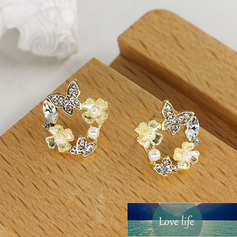 Women's Elegant Bee Flower Circle Painting Oil Rhinestone Animal Stud Earrings New Trend Girls Party Wedding Jewelry Brincos Factory price expert
