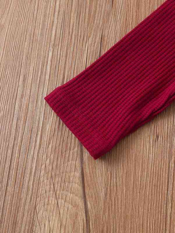 Baby Rib Knit Quarter Button Combo Bodysuit Dress SHE