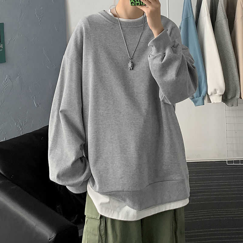 PR Men's Solid Color Casual Sweatshirts Autumn Woman Oversize Korean Streetwear Hoodies Fashion Long Sleeve Pullovers 210730
