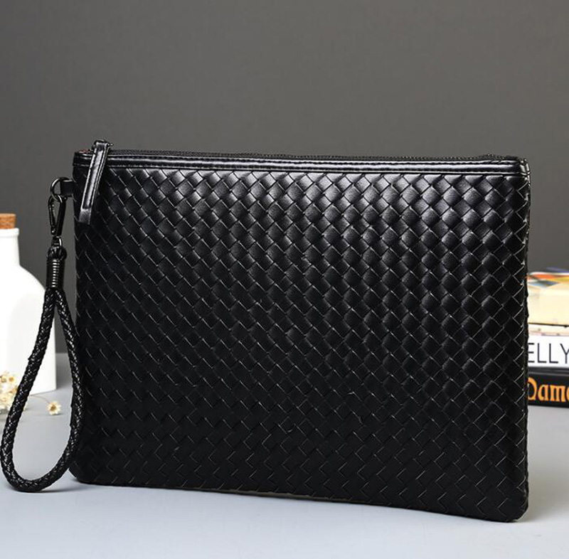 Men's hand-woven trendy bags, fashionable women's envelope bags, ipad hand-held bags, A4 document bags