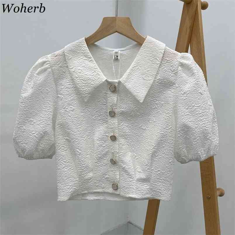 Chic Korean Short Puff Sleeve Women Blouses Shirts Single-breasted Tops Elegant Fashion Blusas Vintage Blouse 210519, White
Chic Korean Short Puff Sleeve Women Blouses Shirts Single-breasted Tops Elegant Fashion Blusas Vintage Blouse 210519, White