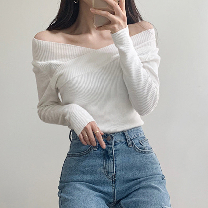 Sexy Off Shoulder Solid Slim Pullovers Sweaters Autumn Winter V-neck Knitted Sweater Basic Women's Jumper Long Sleeve Top, Green
Sexy Off Shoulder Solid Slim Pullovers Sweaters Autumn Winter V-neck Knitted Sweater Basic Women's Jumper Long Sleeve Top, Green