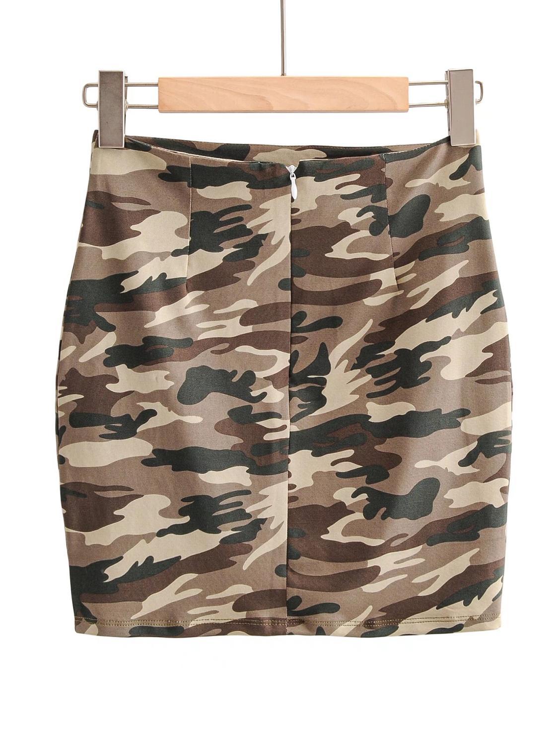 Summer Streetwear Front Split Package Hips Camouflage Print Mini Short Skirt Women Leopard High Waist Skirts Cool Giril 210429