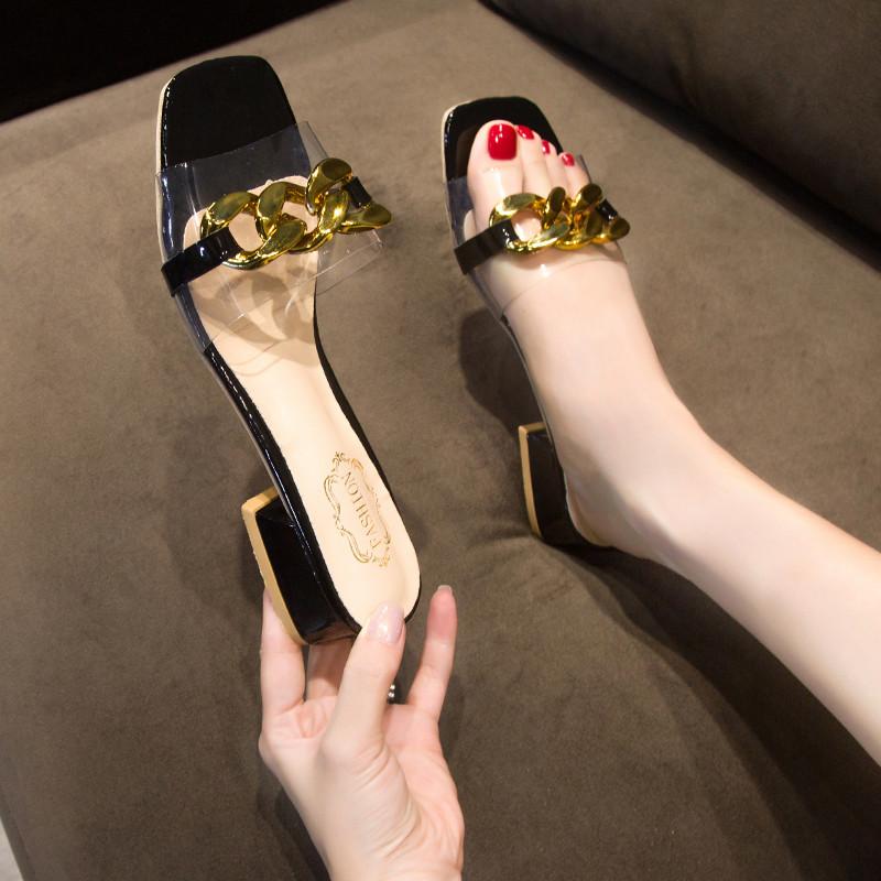 Slippers 2021 Summer Transparent Sandals Women's Mid-heel Thick-heel Crystal High-heeled Shoes Fairy Style With And, Black
Slippers 2021 Summer Transparent Sandals Women's Mid-heel Thick-heel Crystal High-heeled Shoes Fairy Style With And, Black