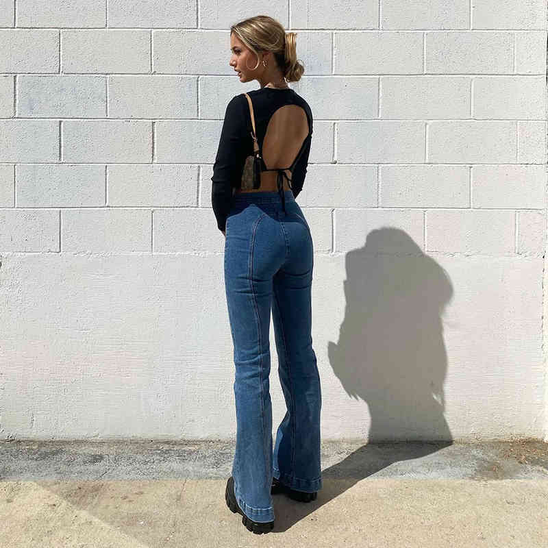 Woman Jeans middle Waist Clothes Denim Clothing Blue Streetwear Vintage Quality Fashion Harajuku Straight Pants 210524