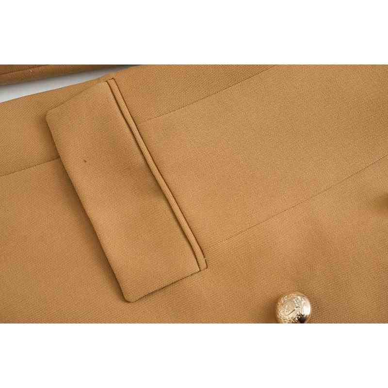 elegant women solid brown blazer jackets fashion ladies double breaster suits casual female vintage girls 210527