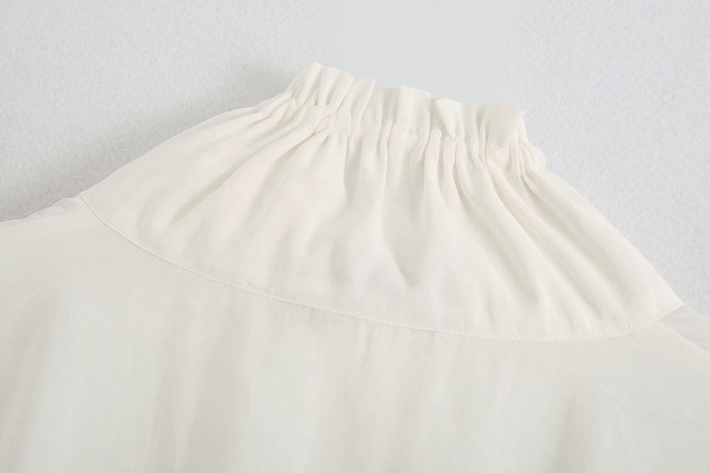 Stand Ruffles collar White Short Jacket Retro Women Bat Long Sleeve Adjust Rope Elastic Hem High Waist Jackets Casual Tops 210429