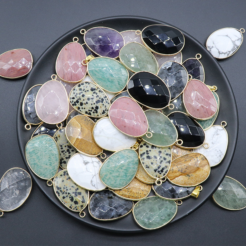 Natural Quartz Stone Pendant Necklace for Women Healing Jewelry Pendulum Amethysts Amazonite Labradorite Pink Crystal Necklace