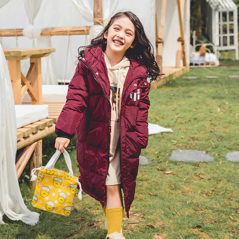Winter Girls Long White Duck Down Jacket Children's Thick Warm Down Coat Teen Boy Kids Hooded Snow Suit TZ826 H0909
