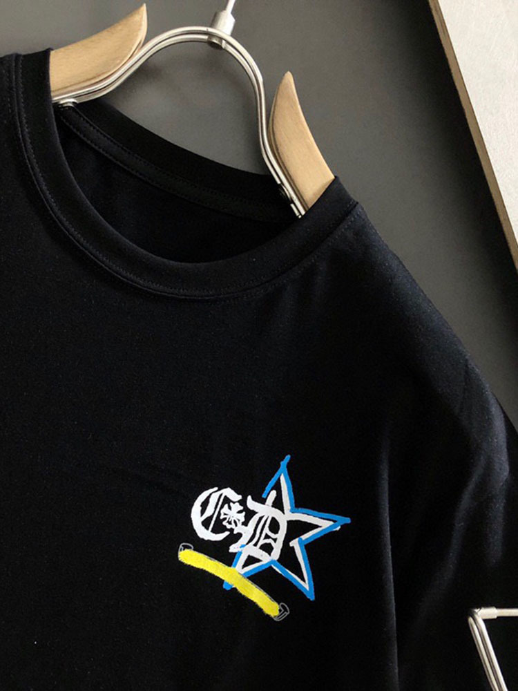 H/earts/Chrome 21ss crosin Summer new fashion crayon printed short tshirt men' loose cotton half sleeve Tshirt CHTIO9, Black
H/earts/Chrome 21ss crosin Summer new fashion crayon printed short tshirt men' loose cotton half sleeve Tshirt CHTIO9, Black