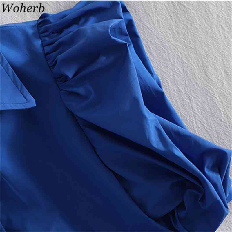 Summer Chic Puff Sleeve Blouse Shirt Women Short Tunics Solid Korean Vintage Fashion Ladies Blusas Mujer 210519