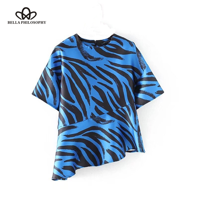 summer women casual short sleeve shirt print fashion O Neck polyester spliced irregular 210519, Blue
summer women casual short sleeve shirt print fashion O Neck polyester spliced irregular 210519, Blue