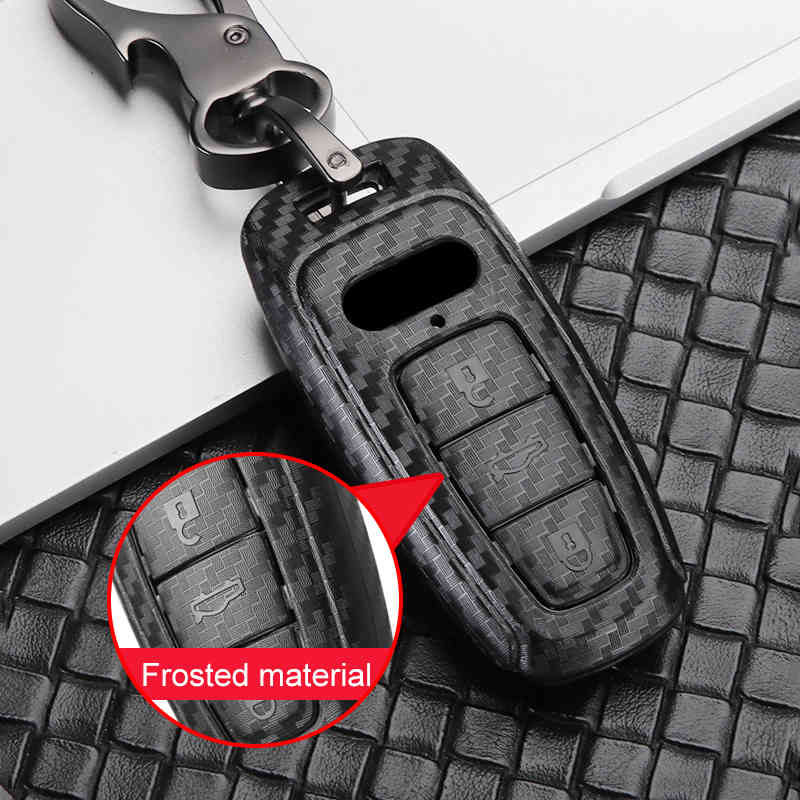 ABS Carbon Fiber Car Key Case Cover For A3 A4 B9 A6 C8 A7 S7 4K A8 D5 S8 Q7 Q8 SQ8 Etron Accessories