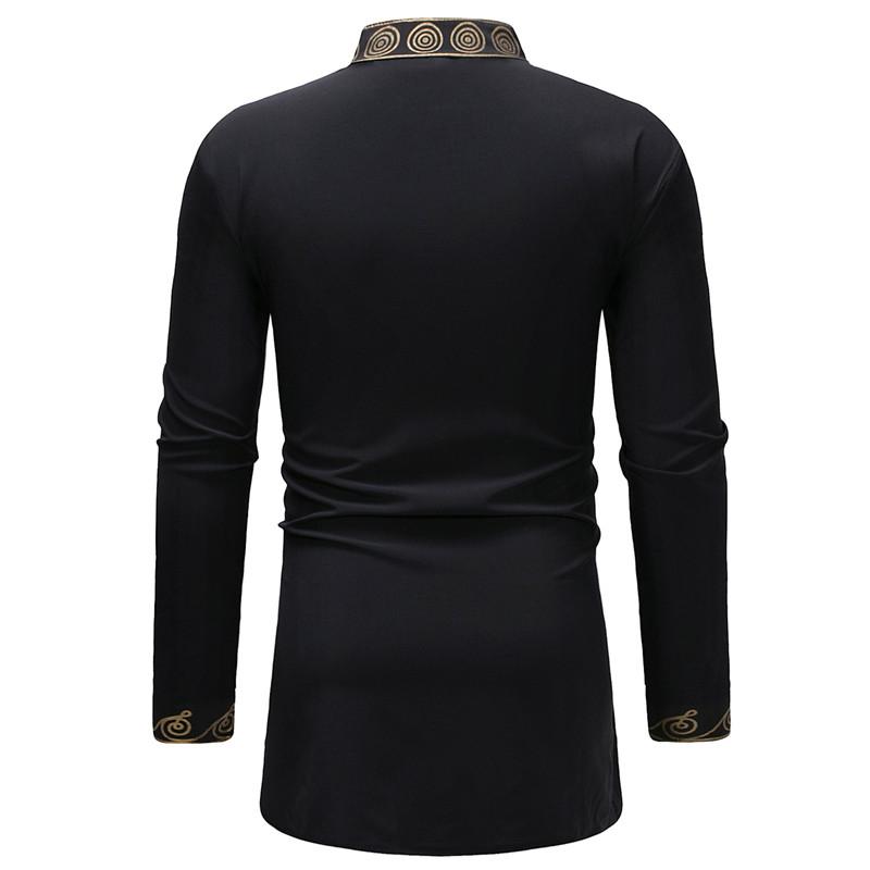 Ethnic Clothing African Dashiki Print Stand Collar Shirt Men 2021 Brand Long Sleeve Clothes Mens Extra Hip Hop Streetwear Shirts