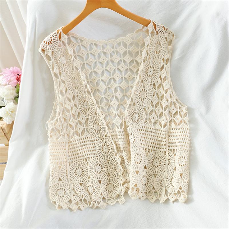 Women's Vests Summer Spring Sexy Hollow Out Lace Top Vest Crochet Sleeveless Waistcoat Women Open Stitch Short Outwear Chalecos Para Mujer, Black;white
Women's Vests Summer Spring Sexy Hollow Out Lace Top Vest Crochet Sleeveless Waistcoat Women Open Stitch Short Outwear Chalecos Para Mujer, Black;white