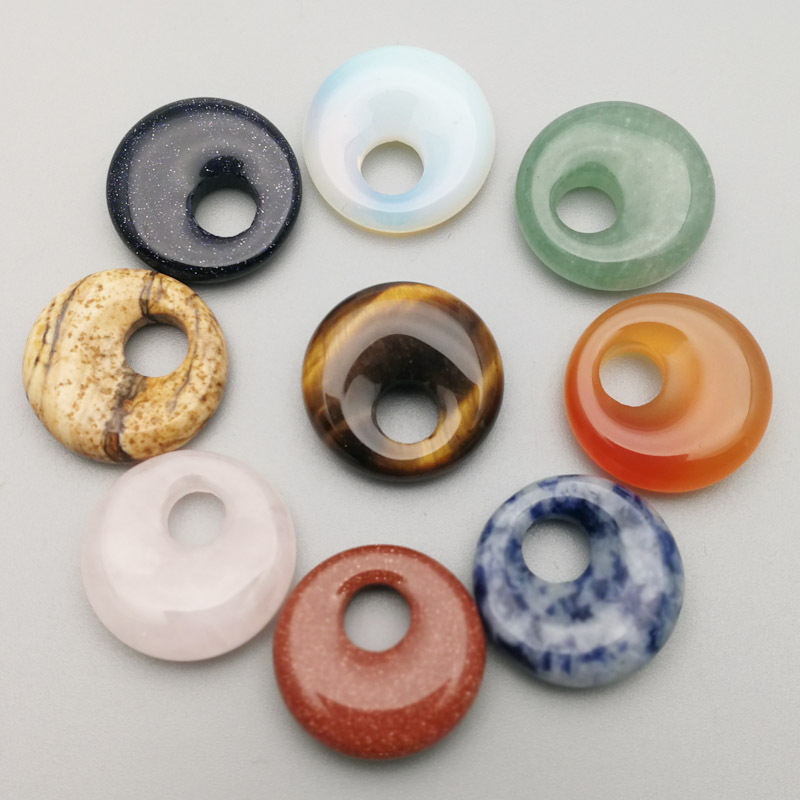 Natural crystal Semi-precious stone Turquoise Rose Quartz 18mm peace buckle for natural stone necklace ring earrrings jewelry accessory