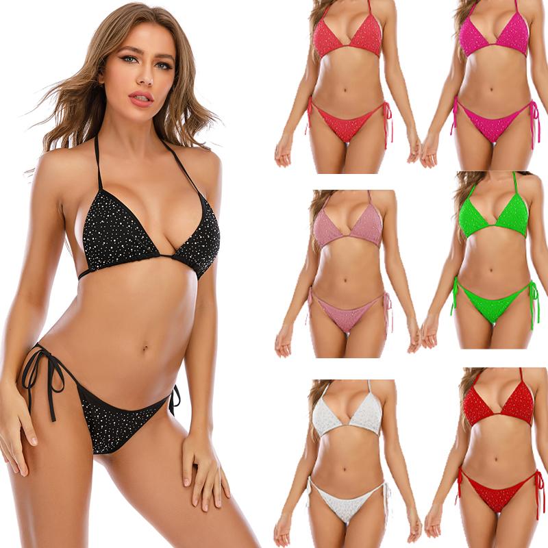 Women's Swimwear Women Sparkle Glitter Push-up BraLadies Sexy Halter&Lace Up Rhinestones Crystal Bandage Bikini Set Swimsuit Triangle, White
Women's Swimwear Women Sparkle Glitter Push-up BraLadies Sexy Halter&Lace Up Rhinestones Crystal Bandage Bikini Set Swimsuit Triangle, White