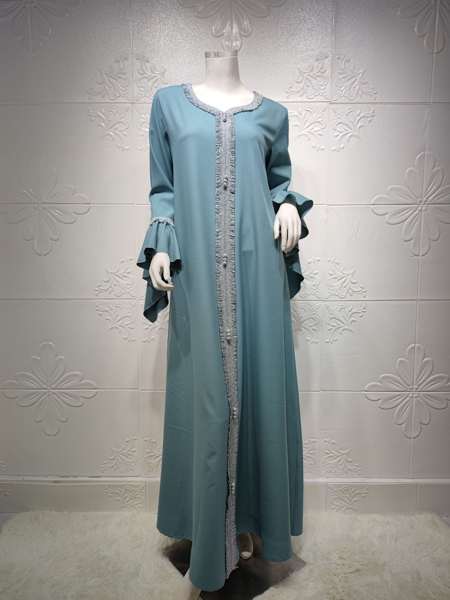 India Turkey Muslim Dress Elegant Ruffles Sleeve Abaya Duabi Arabic Vestidos Moroccon Kaftan Islamic Clothing Gown Robe 2021
India Turkey Muslim Dress Elegant Ruffles Sleeve Abaya Duabi Arabic Vestidos Moroccon Kaftan Islamic Clothing Gown Robe 2021