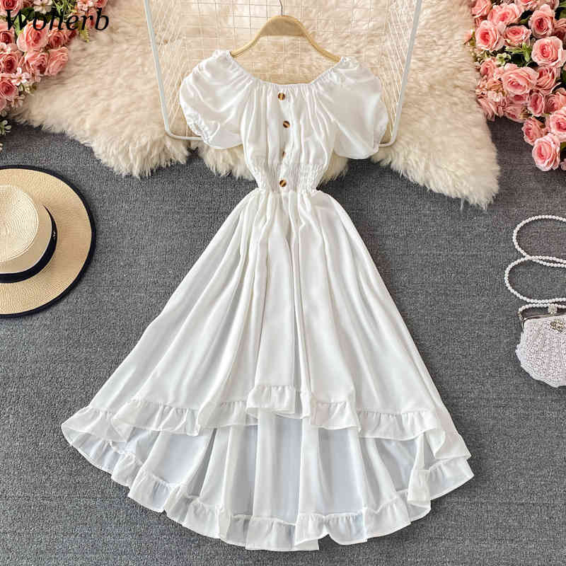 Sexy Off Shoulder Dress Women Solid Midi Dresses Woman Beach Party Ruffle Vestidos Summer Ladies Chic Robe 210519