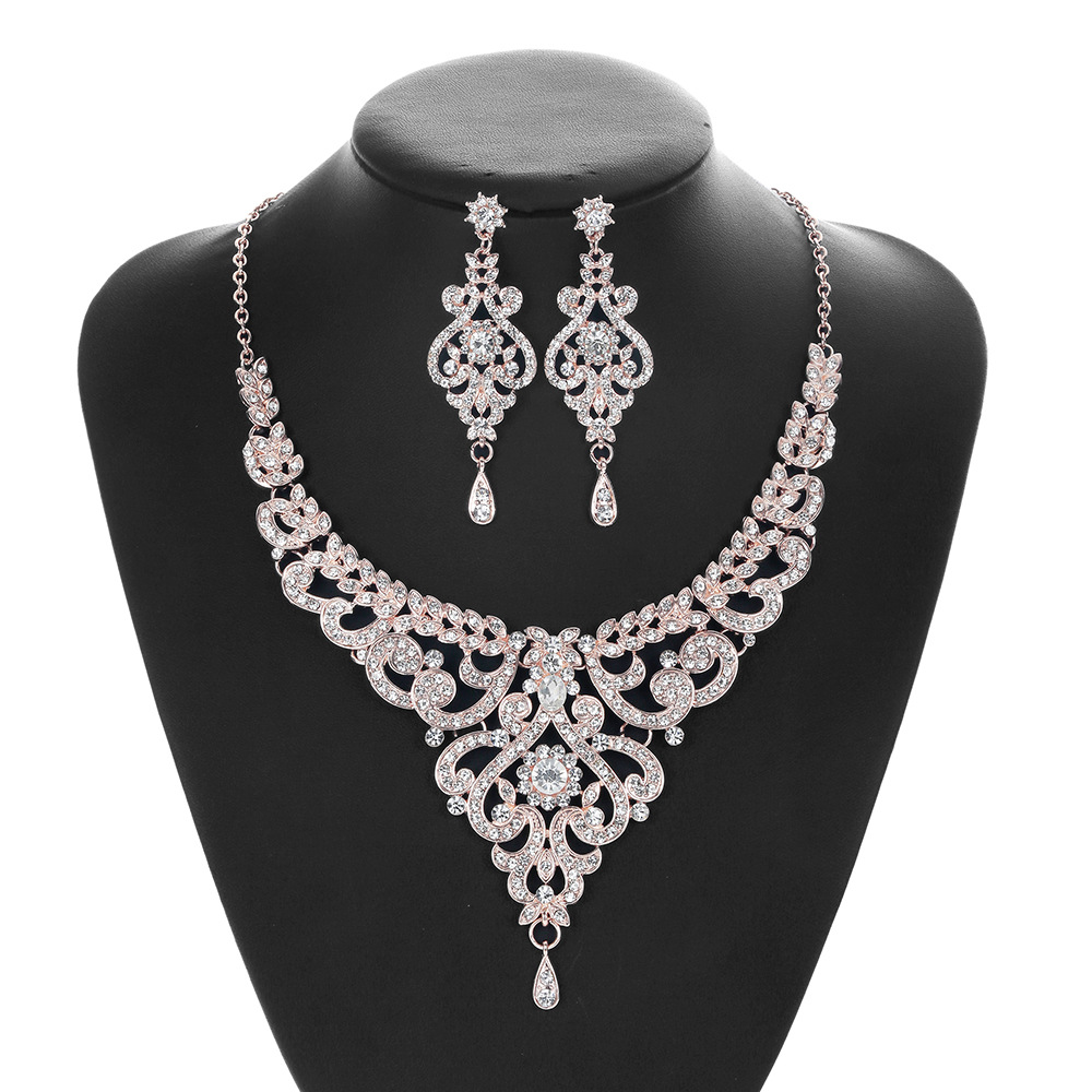 Wedding Jewelry Set Rhinestone Crystal Necklace Choker and Drop Earrings Accessories For Women Bridal Luxury Party Gift Z260313