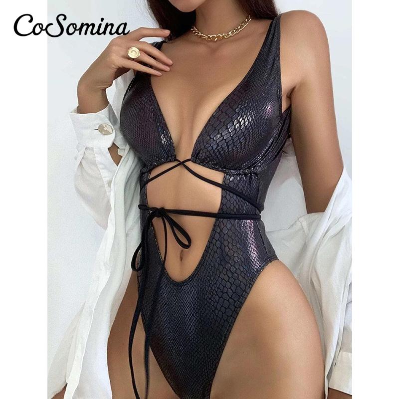 Shiny Snake Print One-piece Suit Deep V Neck Swimsuit Women High Cut Swimwear Sexy String Bathing Backless Hollow Monokini Suits
Shiny Snake Print One-piece Suit Deep V Neck Swimsuit Women High Cut Swimwear Sexy String Bathing Backless Hollow Monokini Suits