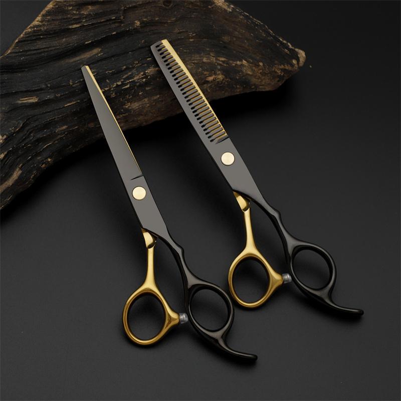 Hair Scissors 6 Inch Hairdressing Flat Cut Bangs Thinning Teeth Professional Barber Set