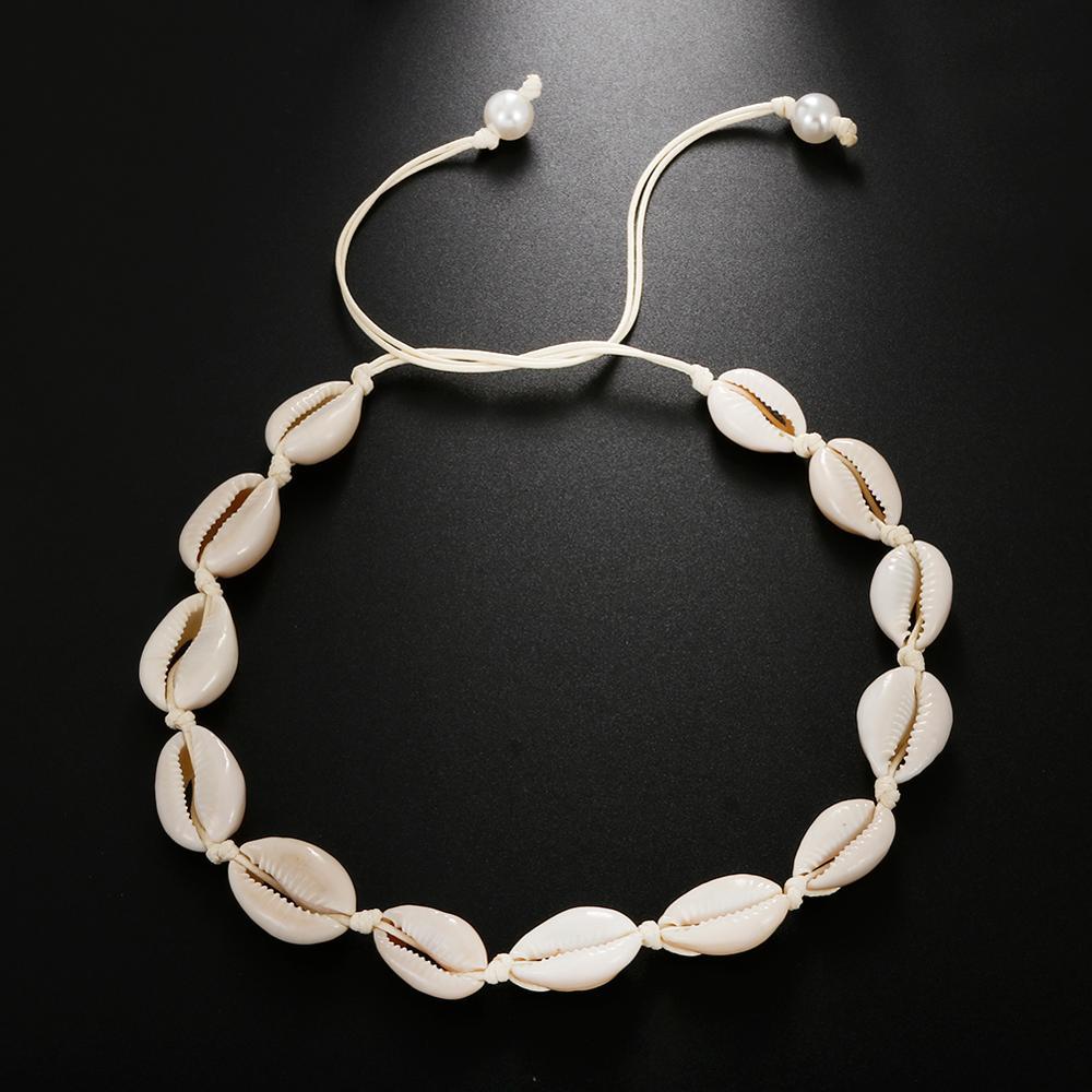 Hot Conch Seashell Necklace Women Jewelry Summer Beach Shell Choker Bohemian Rope Cowrie Beaded Necklaces Handmade Collar Female Y0420
