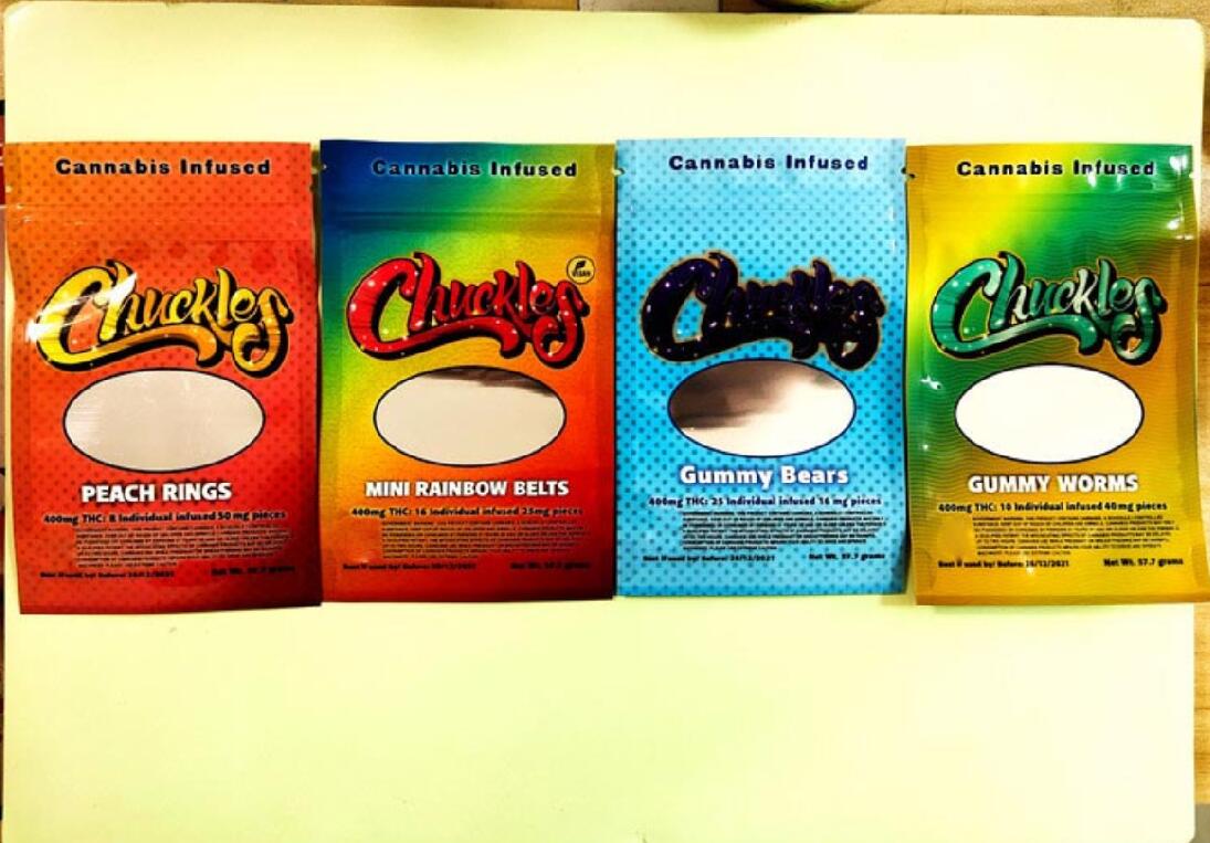 400mg Chuckles edible packaging mylar bags 4 types Gummies package Gemmy worms bears peach rings mini rainbow belts smell proof resealable z
400mg Chuckles edible packaging mylar bags 4 types Gummies package Gemmy worms bears peach rings mini rainbow belts smell proof resealable z