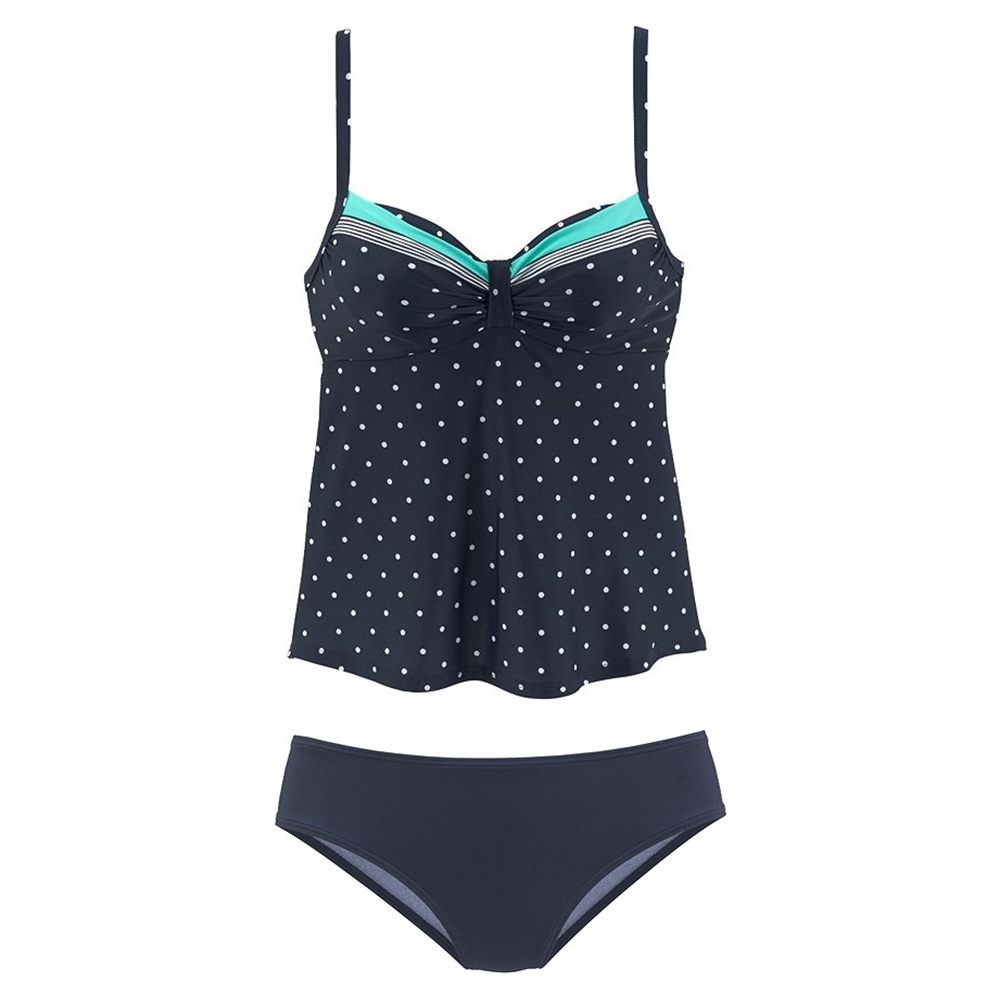 Women Two Piece Tankini Swimwear Classic Push Up Swimsuit Tummy Control Dot Summer Beach Bathing Suit 210324