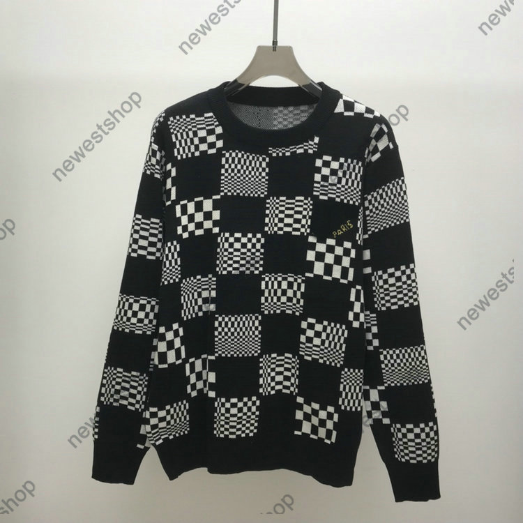 21ss paris mens women designer Jacquard Sweaters Checkerboard lattice print casual high quality fashion womens letter print Sweater, Black
21ss paris mens women designer Jacquard Sweaters Checkerboard lattice print casual high quality fashion womens letter print Sweater, Black