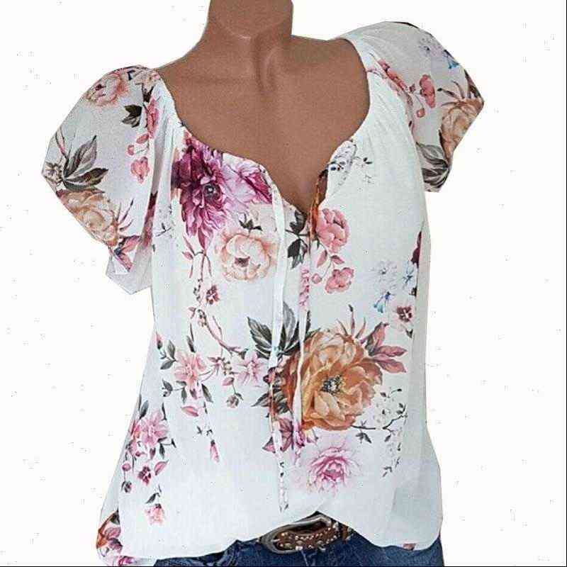 chiffon blouse womens shirt fashion short sleeve women blouses v collar floral print office casual blusas chemise femme, White
chiffon blouse womens shirt fashion short sleeve women blouses v collar floral print office casual blusas chemise femme, White