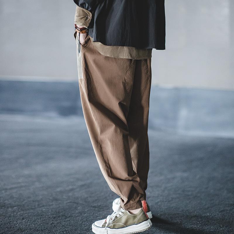 Men Cargo Pants Japanese Retro Trousers Loose Drawstring Autumn Tide Brand Trendy Overalls Casual Men's Feet