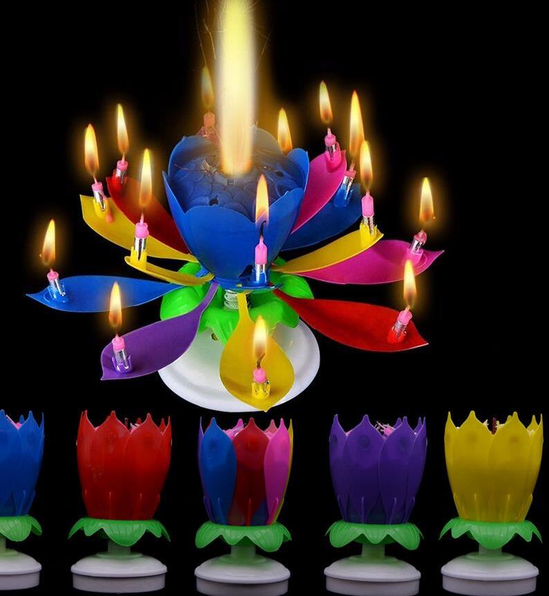 Musical Birthday Candle Magic Lotus Flower Candles Blossom Rotating Spin Party Candle 14 Small Candles 2layers Cake Topper decoration ju0796
Musical Birthday Candle Magic Lotus Flower Candles Blossom Rotating Spin Party Candle 14 Small Candles 2layers Cake Topper decoration ju0796
