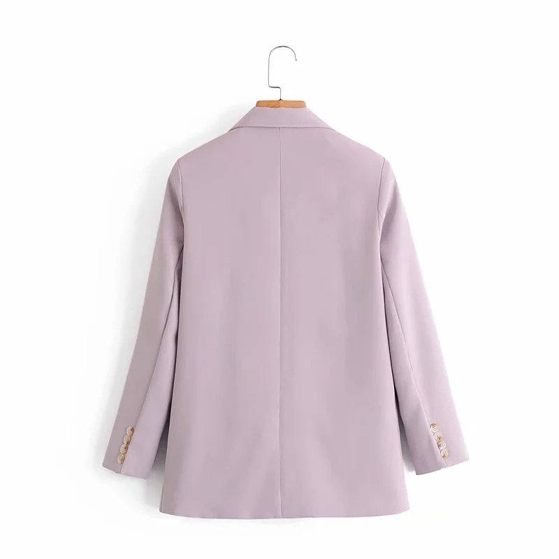 fashion ladies buttonfly long jackets autumn purple women suits casual pocket female coats warm girls loose suit 210430