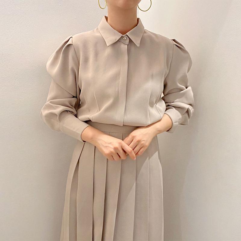 Casual Dresses Autumn Lapel Single-breasted Pleated Dress Women Shirts Bandage Waist Slim Vestido Feminino Retro Solid Wild Korean, Black;gray 
Casual Dresses Autumn Lapel Single-breasted Pleated Dress Women Shirts Bandage Waist Slim Vestido Feminino Retro Solid Wild Korean, Black;gray