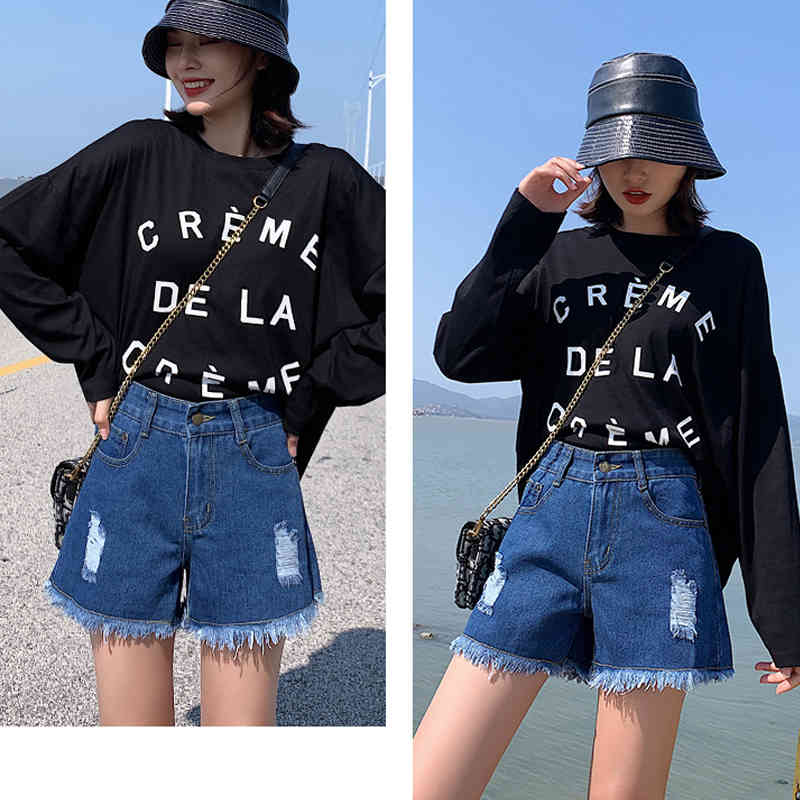 Summer Denim Shorts Women Casual High-Waisted Loose Wide-Leg Korean Pants Short Jeans Femme 9402 50 210508