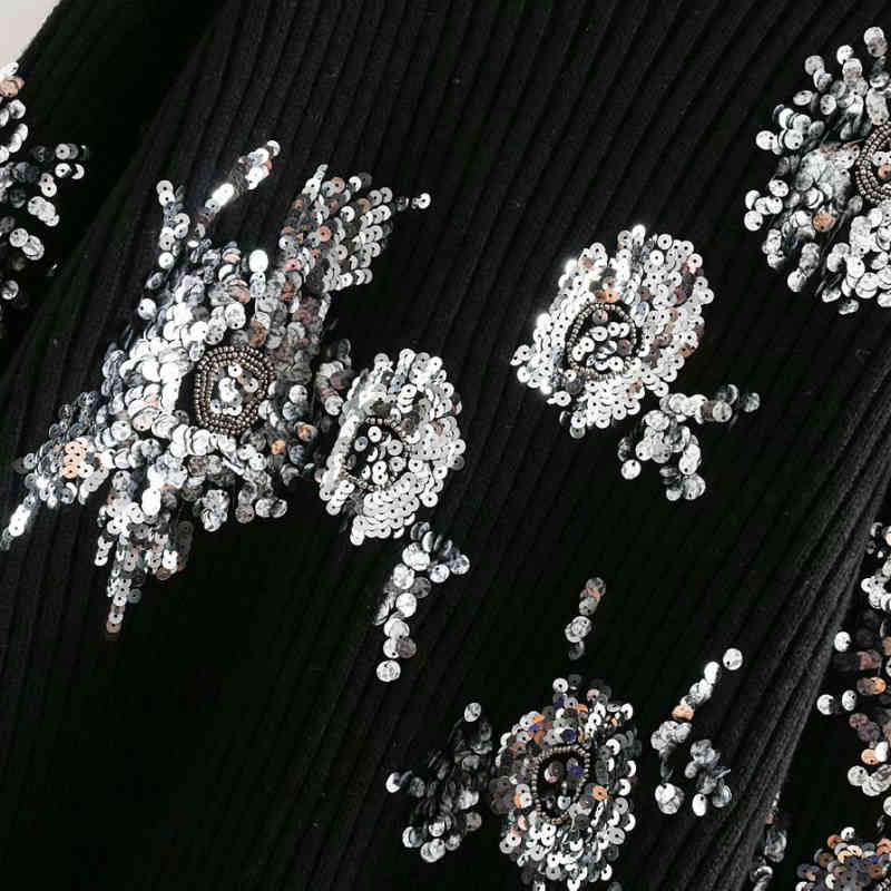 Vintage Woman Loose Sequins Heavy Craft Sweater Fashion Ladies Autumn Shine Knitwear Female Chic Warm Oversized Tops 210515