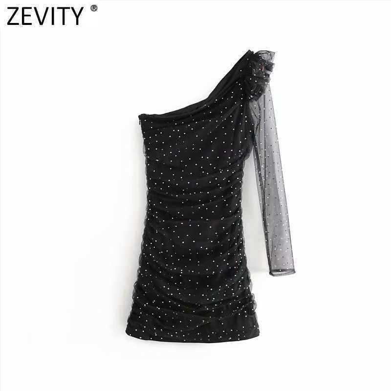 Zevity Women Sexy One Shoulder Drilling Asymmetric Slim Dress Femme Pleat Ruffles Vestido Chic Party Clothes DS4891 210603, As pic ds4891hh
Zevity Women Sexy One Shoulder Drilling Asymmetric Slim Dress Femme Pleat Ruffles Vestido Chic Party Clothes DS4891 210603, As pic ds4891hh