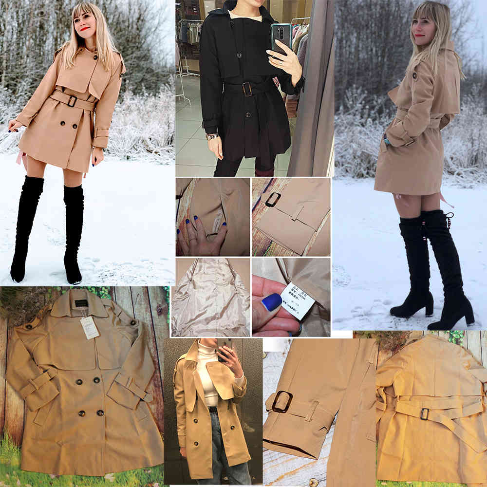 Fashion Women Long Trench Coat Autumn Winter Vintage Belt Double Breasted Khaki Outwear Slim 210524